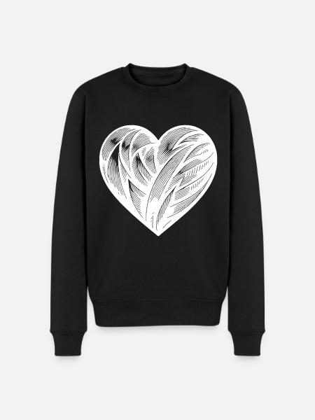 Elegantes Tattoo Herz - Männer Premium Bio Pullover - Schwarz