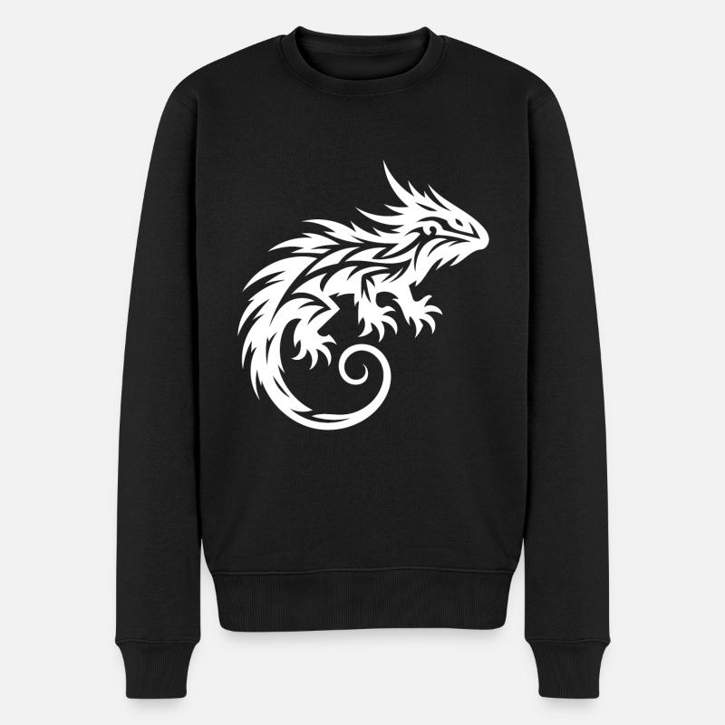 Struppiges Bartagame Tribal Drachen Tattoo - Männer Premium Bio Pullover - Schwarz