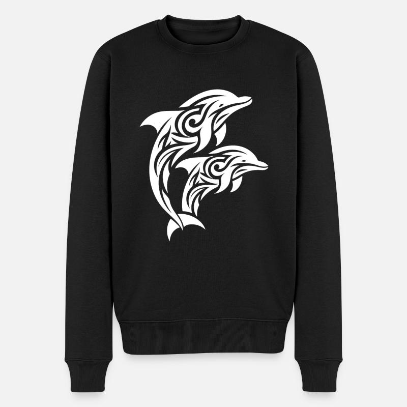 Sauter Tribal Tatouage Dauphins - Pull Premium bio Homme - noir