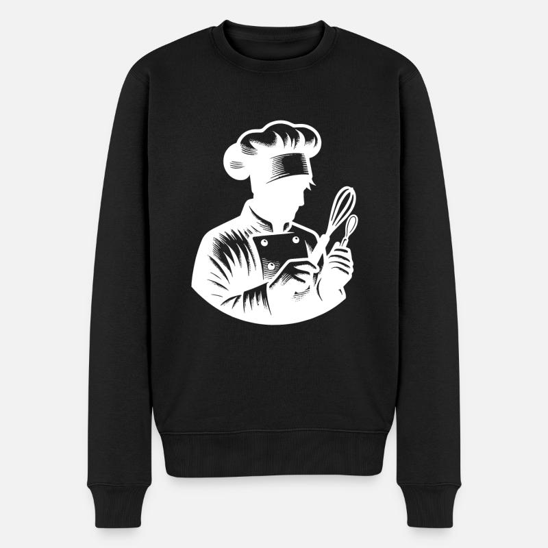 Bäcker Silhouette Portrait - Männer Premium Bio Pullover - Schwarz
