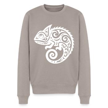 Chamäleon Tattoo Schuppenkriechtiere Verkleidung - Männer Premium Bio Pullover - Taupe - Vorne - Nico (187cm)