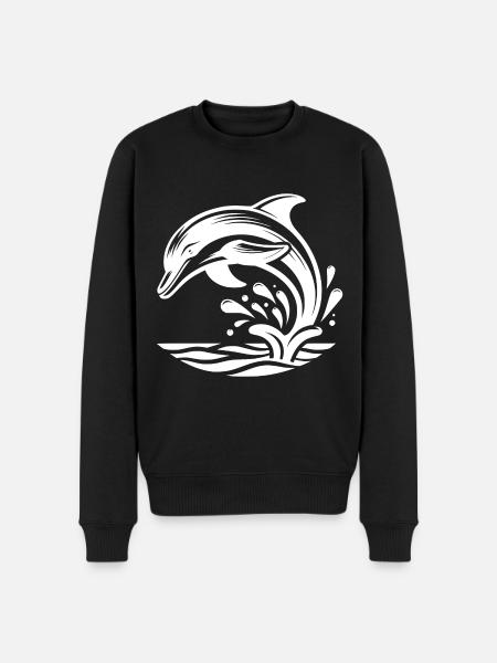 Elegant Jumping Tattoo Dolphin - Men's Premium Organic Jumper - black