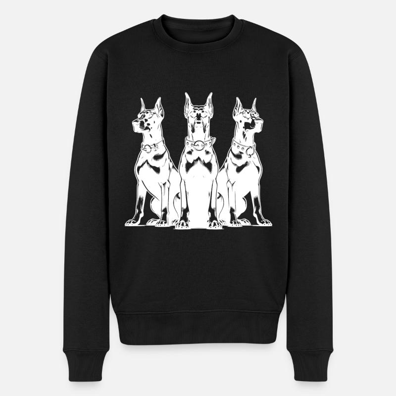 Drei wachsame Dobermänner Hunde - Männer Premium Bio Pullover - Schwarz