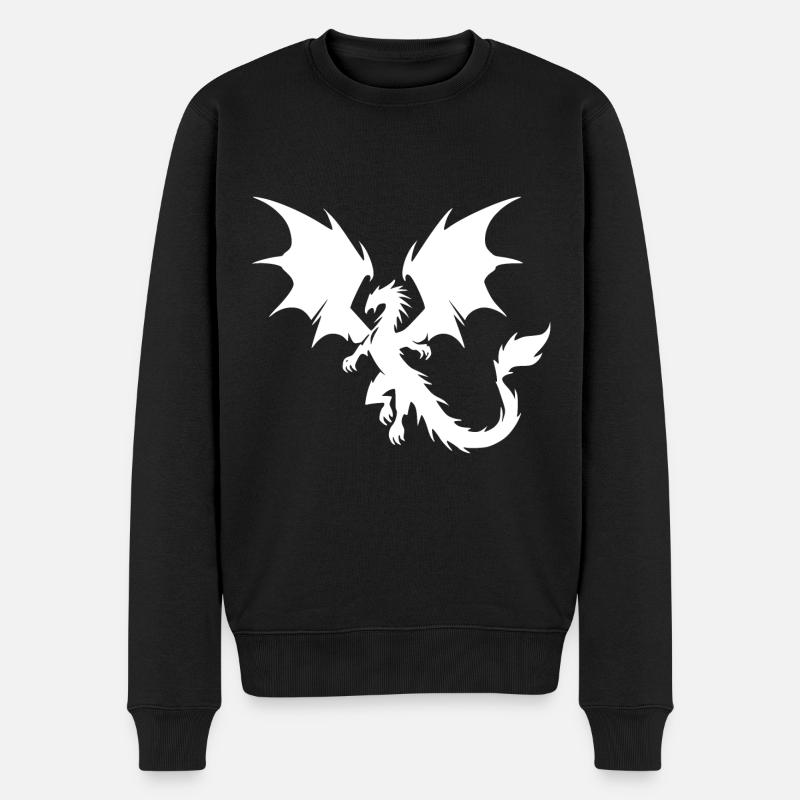 Fliegender Drache mit riesigen Schwingen - Männer Premium Bio Pullover - Schwarz