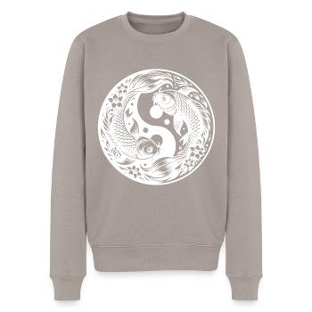 Cercle de yoga élégant Yin et Yang Koi Carp - Pull Premium bio Homme - taupe - Devant - Nico (187cm)