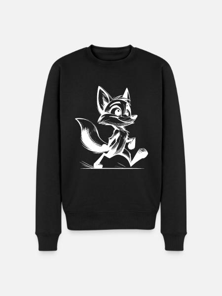 Little Naughty Fox Drawing - Men's Premium Organic Jumper - black