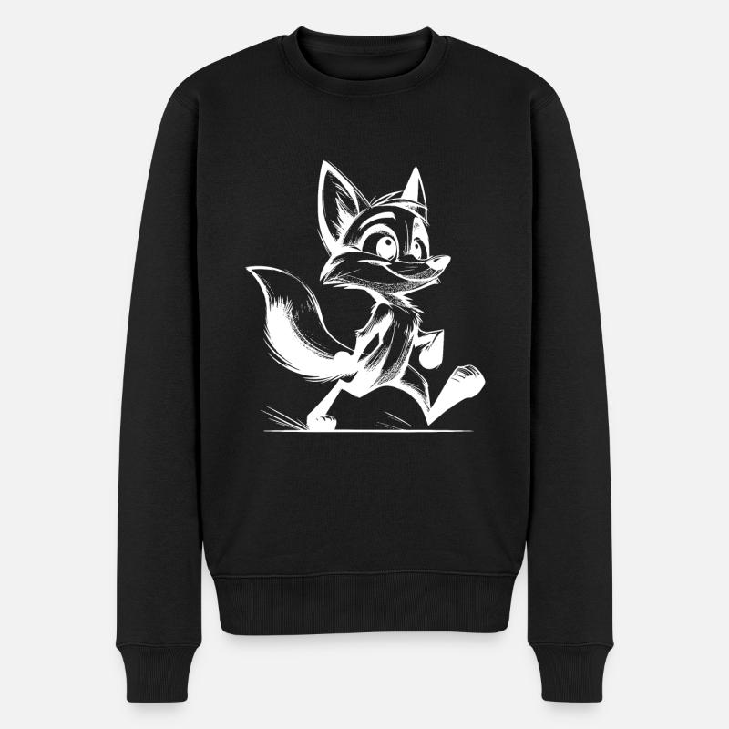 Dessin du petit renard coquin - Pull Premium bio Homme - noir