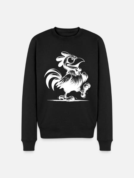 Grinning Funny Rooster Drawing - Men's Premium Organic Jumper - black