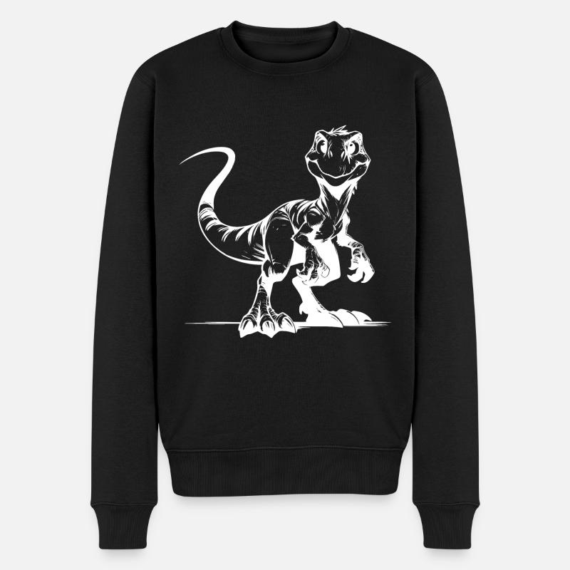 Grinsender Raptor freche Kinder Dino Spass Skizze - Männer Premium Bio Pullover - Schwarz