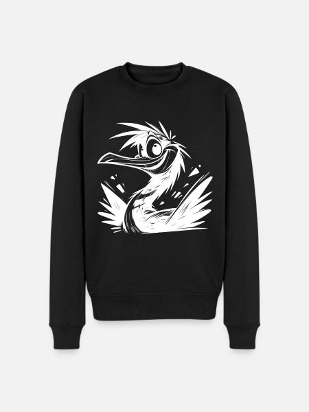 Cute Cormoran Bath Day Pencil Sketch - Men's Premium Organic Jumper - black