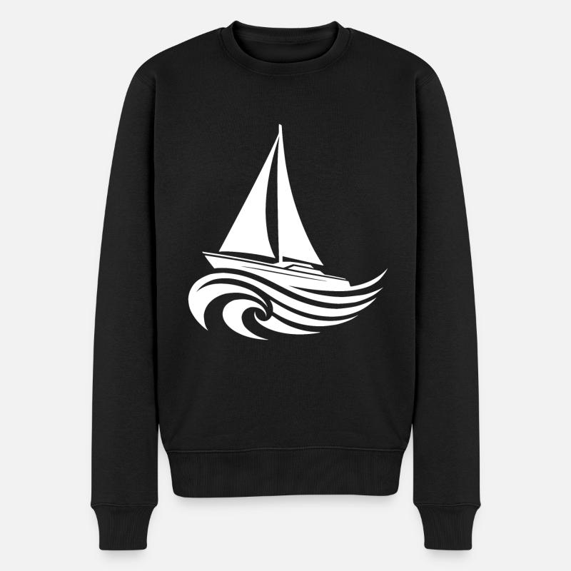 Segelyacht bei schwerem Wellengang auf offener See - Männer Premium Bio Pullover - Schwarz