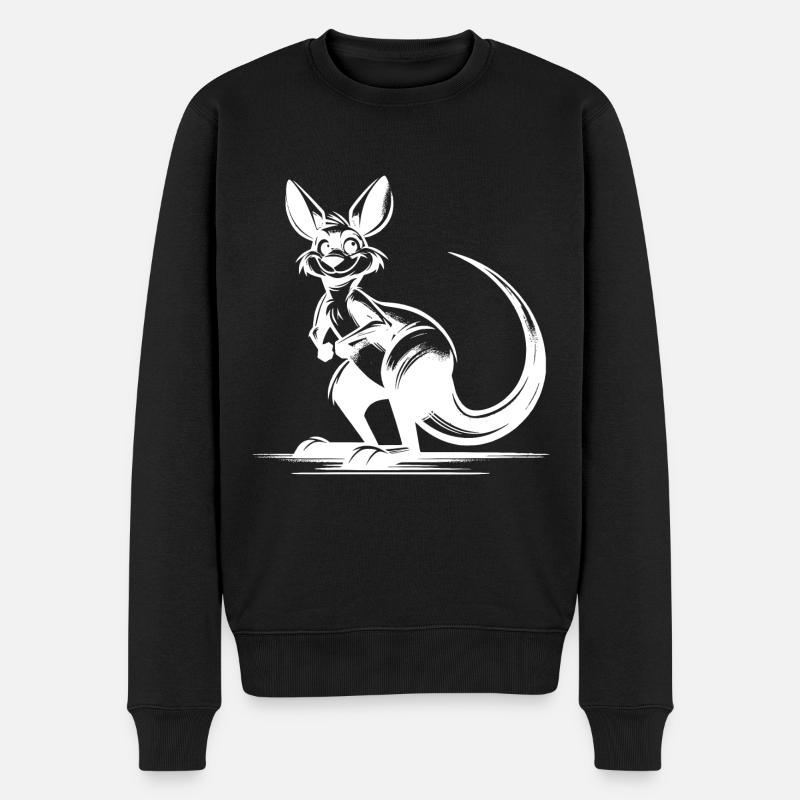 Lächelndes australisches Känguru - Männer Premium Bio Pullover - Schwarz