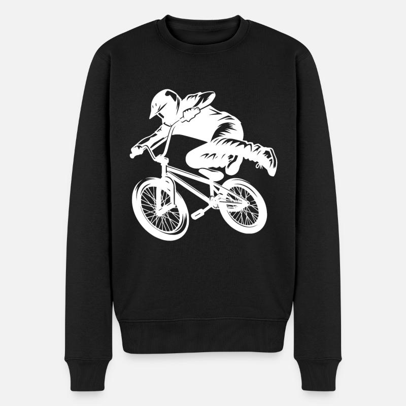 BMX Bike Stunt Fahrer Downhill Sprung Style - Männer Premium Bio Pullover - Schwarz
