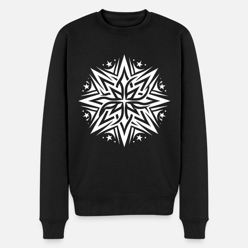 Stern Komposition aus Tattoo Sternen und Flammen - Männer Premium Bio Pullover - Schwarz