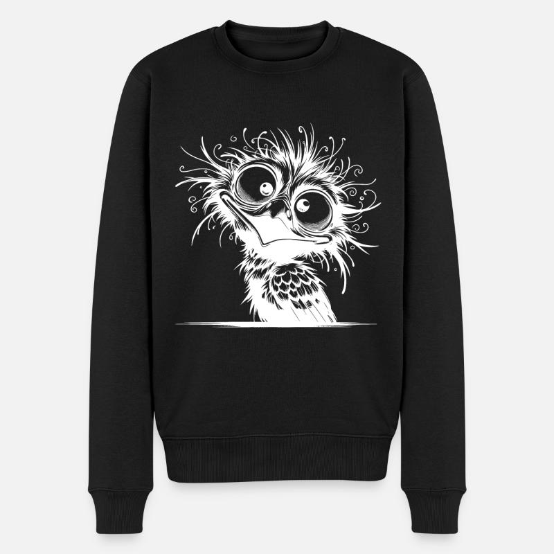 Verrückter Vogel Kinder Zeichnung - Männer Premium Bio Pullover - Schwarz