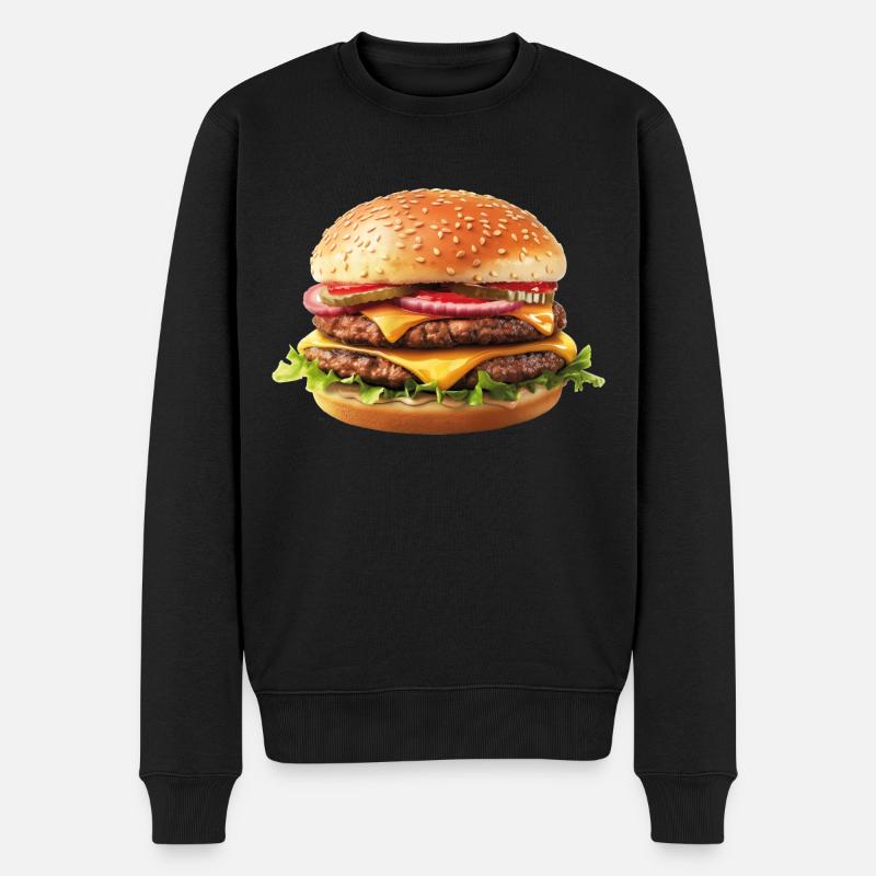 Burger - Männer Premium Bio Pullover - Schwarz