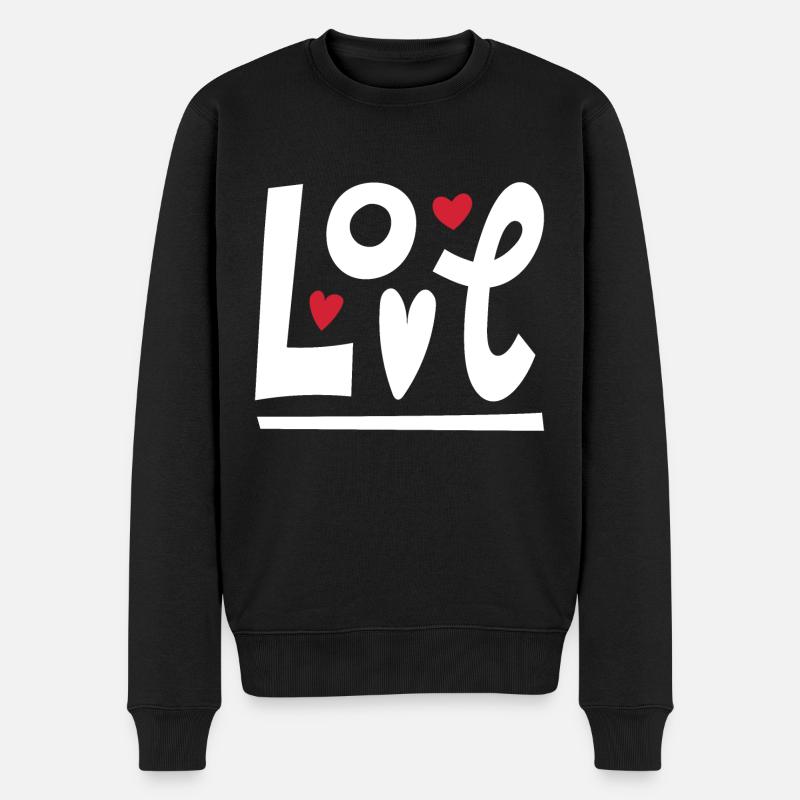 Liebe - Männer Premium Bio Pullover - Schwarz