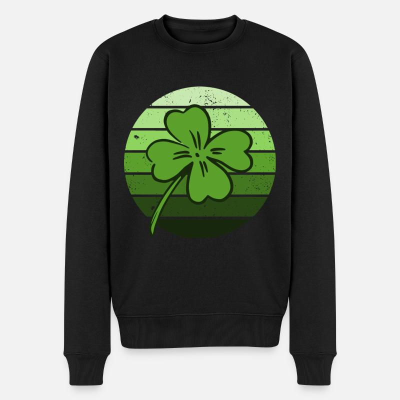 Kleeblatt Glück St. Patrick's Day Irland - Männer Premium Bio Pullover - Schwarz