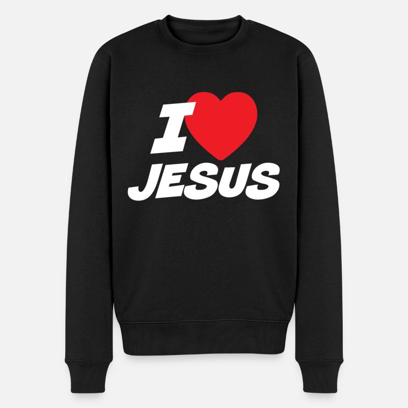 Ich liebe Jesus - Männer Premium Bio Pullover - Schwarz