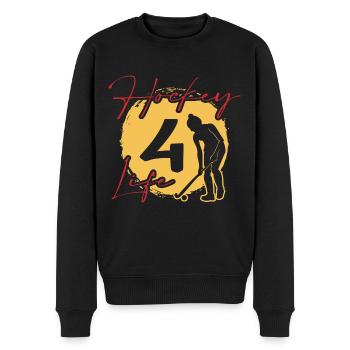 hockey "hockey-girl 4 life" Feldhockey - Männer Premium Bio Pullover - Schwarz - Vorne - Nico (187cm)