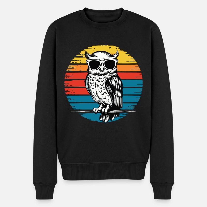 Nachteule Eule Eulen Vogel - Männer Premium Bio Pullover - Schwarz