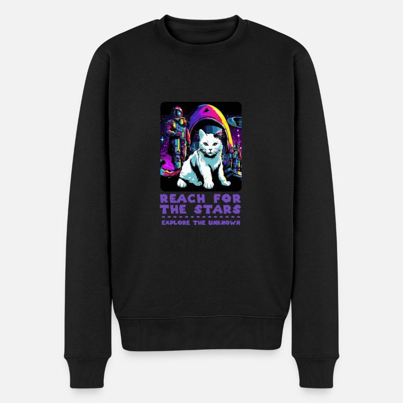 Cosmic Cat Power - Découvrez les étoiles - Pull Premium bio Homme - noir