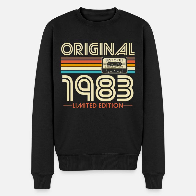 Original 1983 Jahrgang Vintage Geburtstag Retro - Männer Premium Bio Pullover - Schwarz