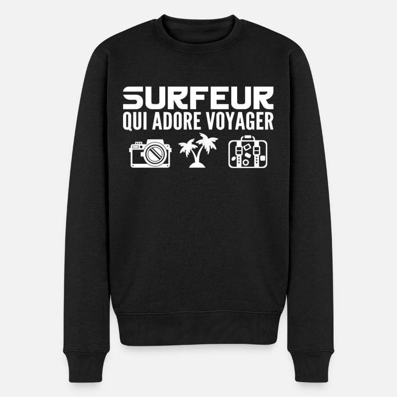 Voyageurs & Surfeurs : Passion & Découverte - Pull Premium bio Homme - noir