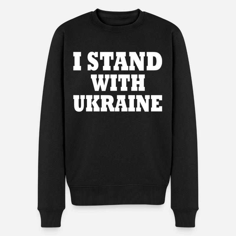 I stand with ukraine - Männer Premium Bio Pullover - Schwarz