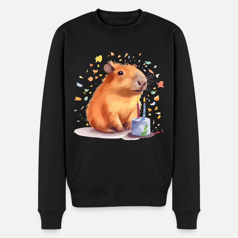 Baby Capybara Geburtstag - Männer Premium Bio Pullover - Schwarz