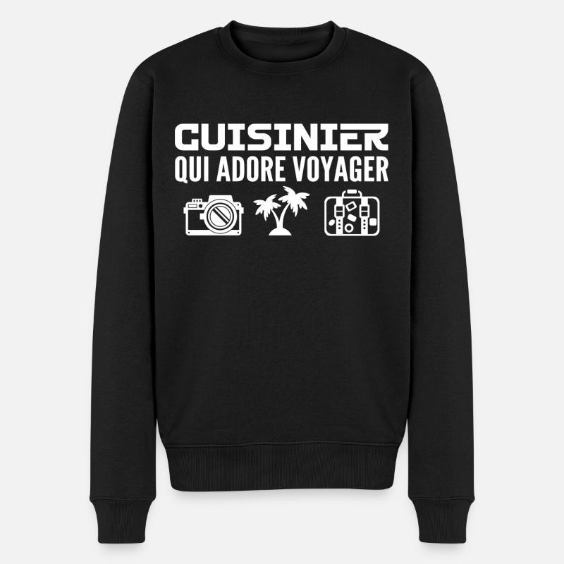 Voyageurs & Cuisiniers : Passion & Découverte - Pull Premium bio Homme - noir