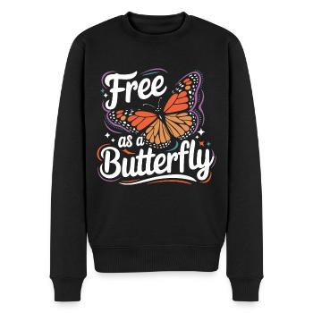 Schmetterling Monarchfalter Bunt Schmetterlinge - Männer Premium Bio Pullover - Schwarz - Vorne - Nico (187cm)