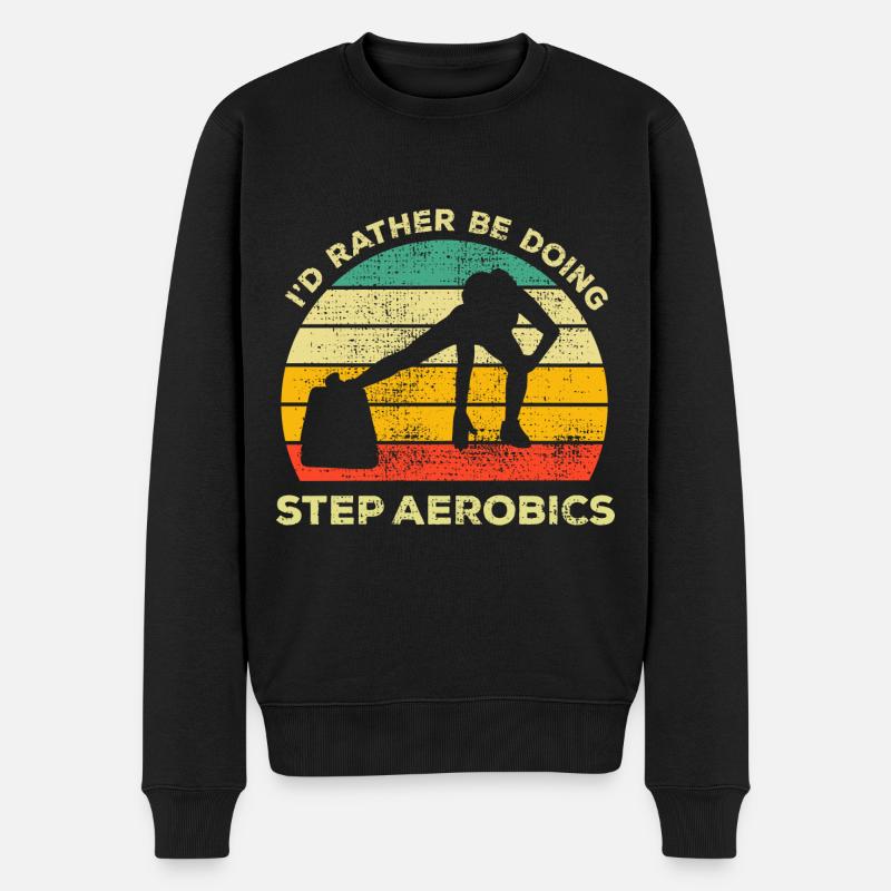 Lustig, ich würde lieber Step-Aerobic machen - Männer Premium Bio Pullover - Schwarz
