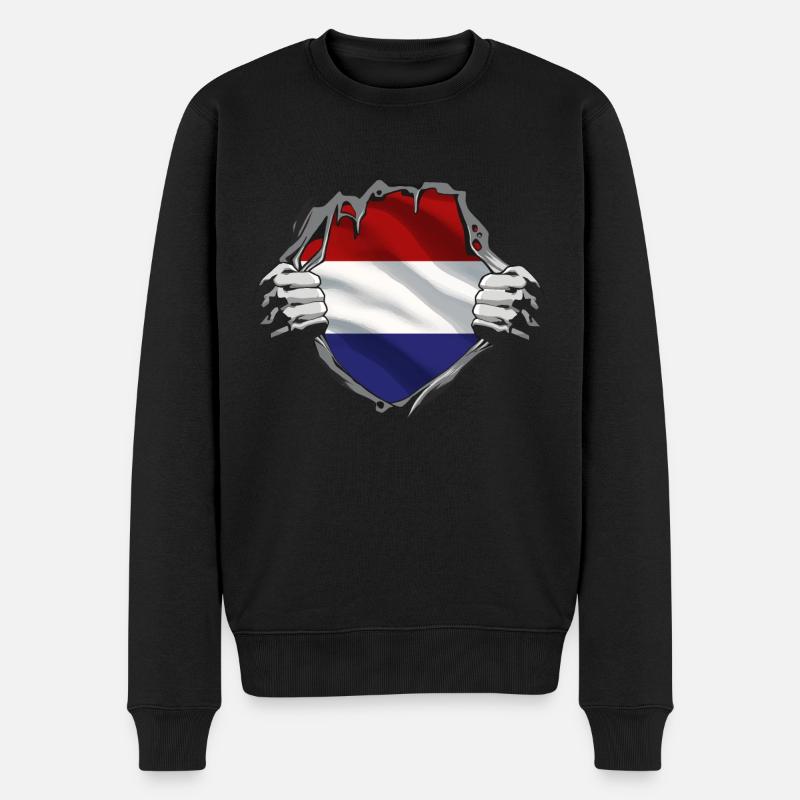 Pays-Bas Drapeau Hollande Drapeau néerlandais - Pull Premium bio Homme - noir