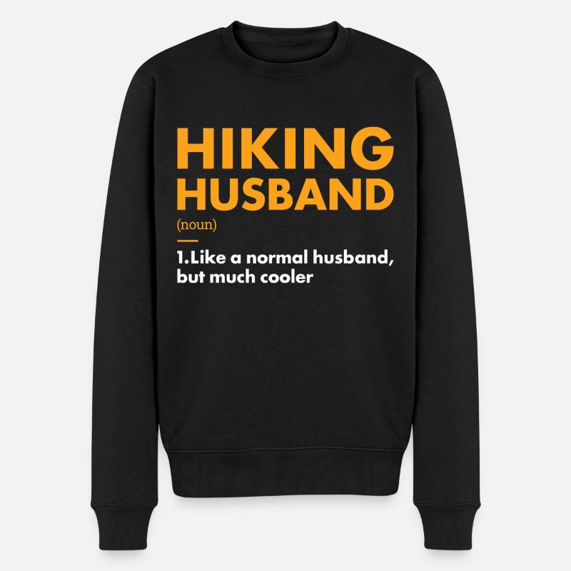 Hiker Husband Definition Hiking - Männer Premium Bio Pullover - Schwarz