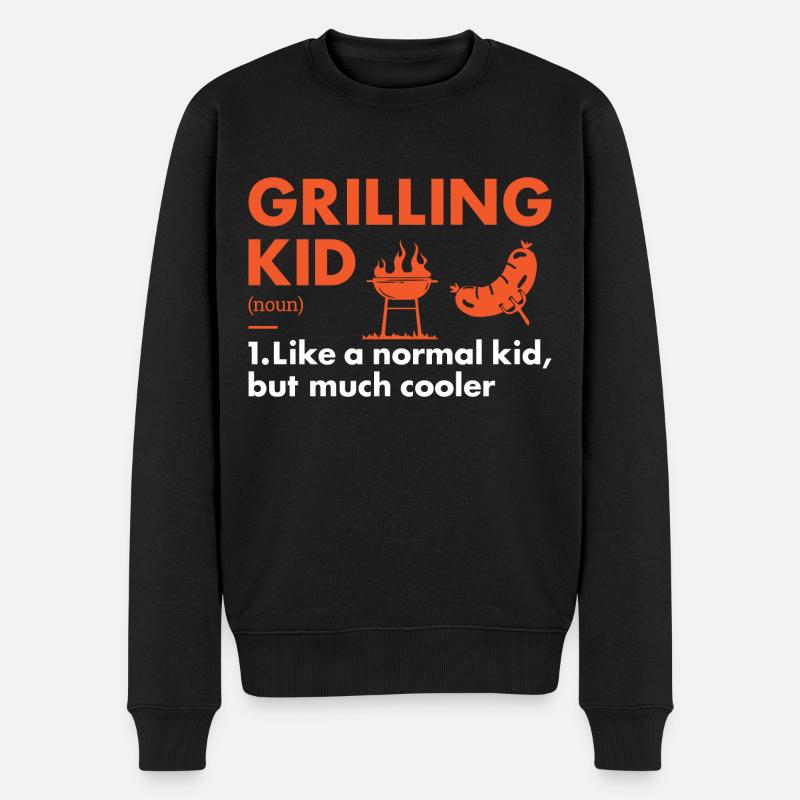 Griller Kid Definition Grilling - Männer Premium Bio Pullover - Schwarz