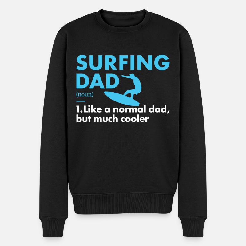 Sport Dad Surfing - Männer Premium Bio Pullover - Schwarz