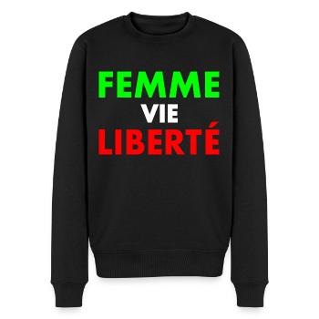 Woman life freedom - Men's Premium Organic Jumper - black - Front - Nico (187cm)