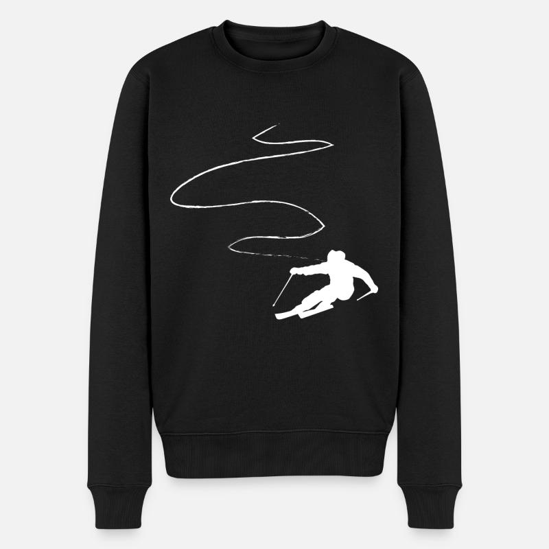 Ligne courbe - Ski - (10) - Pull Premium bio Homme - noir