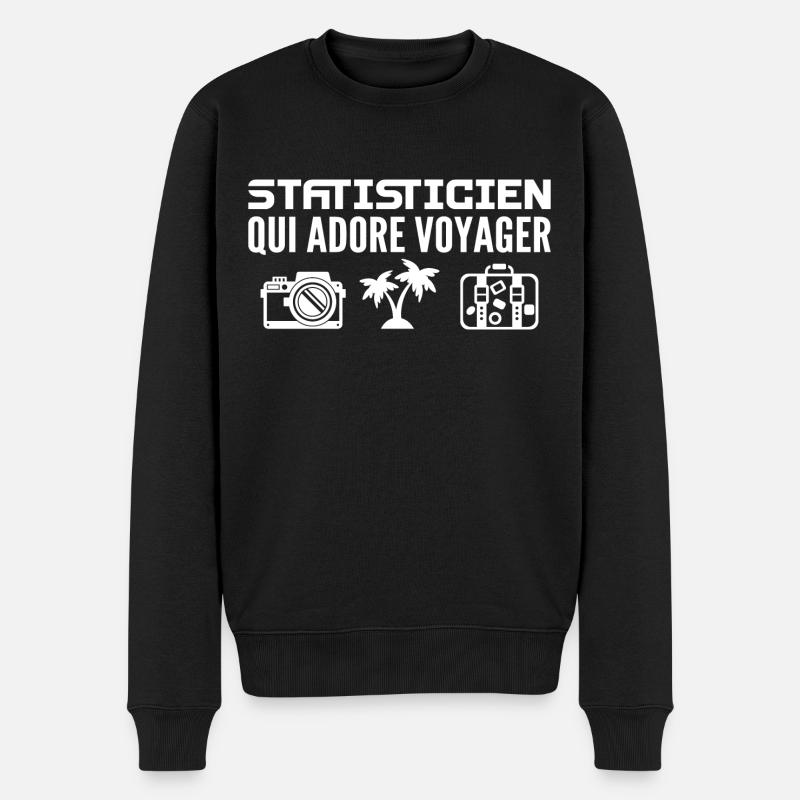 Voyageurs & Statisticiens : Passion & Découverte - Pull Premium bio Homme - noir