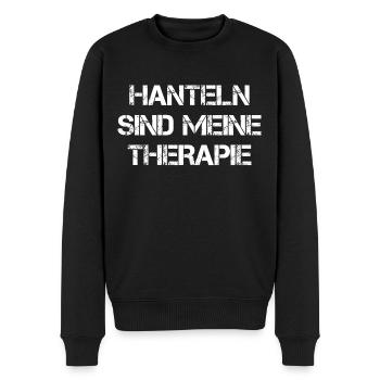 Hanteln Sind Meine Therapie - Männer Premium Bio Pullover - Schwarz - Vorne - Nico (187cm)