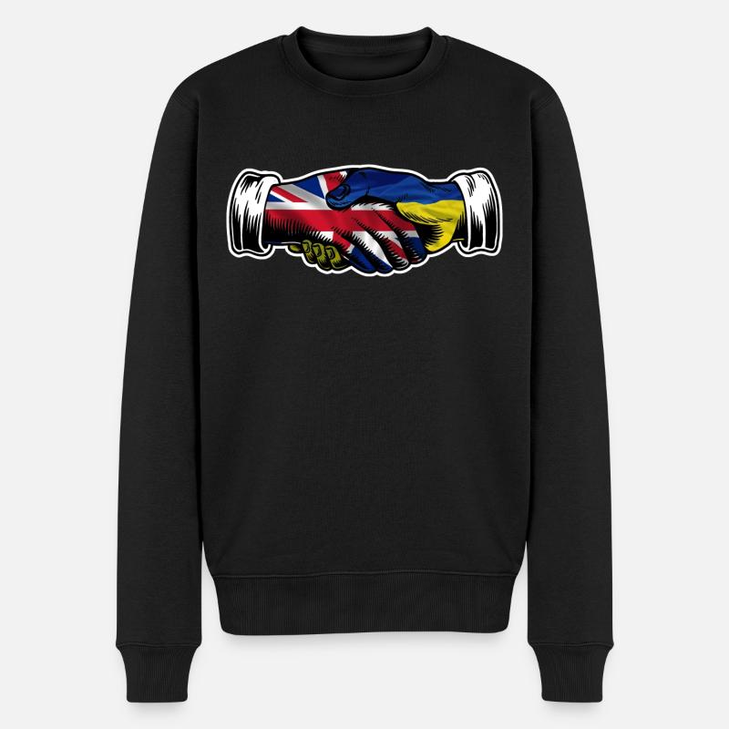 Ich stehe mit der Ukraine UK Britische Flagge - Männer Premium Bio Pullover - Schwarz