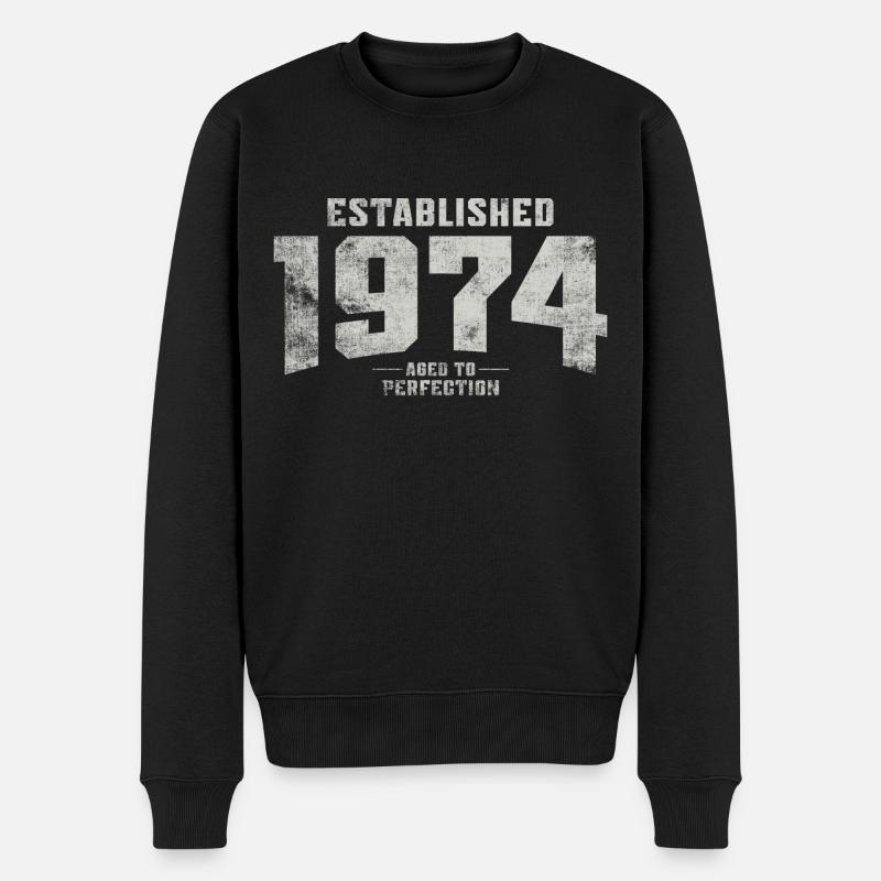 Jahrgang 1974 geboren Vintage Geburtstag Geschenk - Männer Premium Bio Pullover - Schwarz