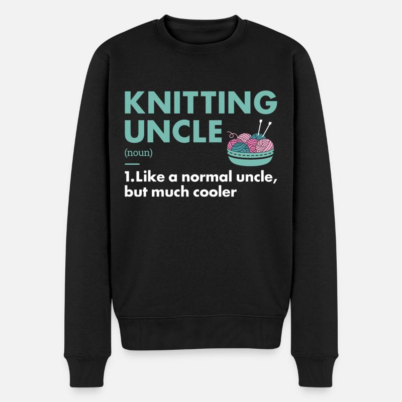 Knitter Uncle Definition Knitting - Männer Premium Bio Pullover - Schwarz