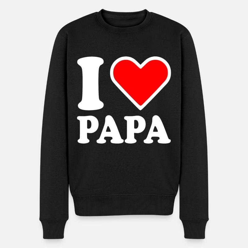 I love papa - Männer Premium Bio Pullover - Schwarz