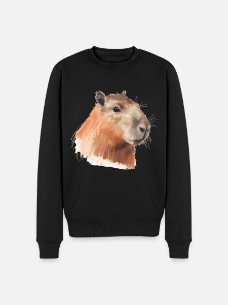 Capybara Bild gemalt - Männer Premium Bio Pullover - Schwarz