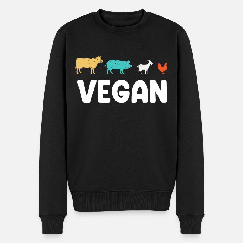 Vegan Tiere - Männer Premium Bio Pullover - Schwarz