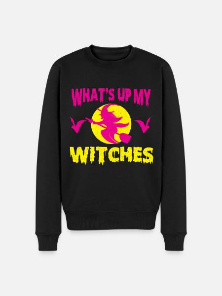 Halloween Spider Riding Broom Witch - Men's Premium Organic Jumper - black