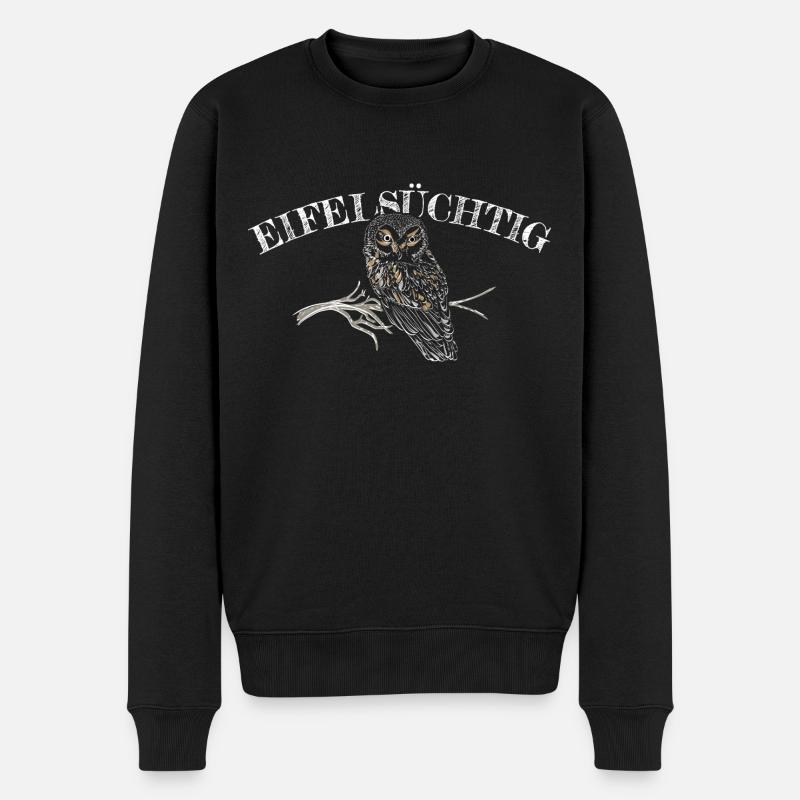 Eifelsüchtig - Eule - für dunkle Shirts - Männer Premium Bio Pullover - Schwarz