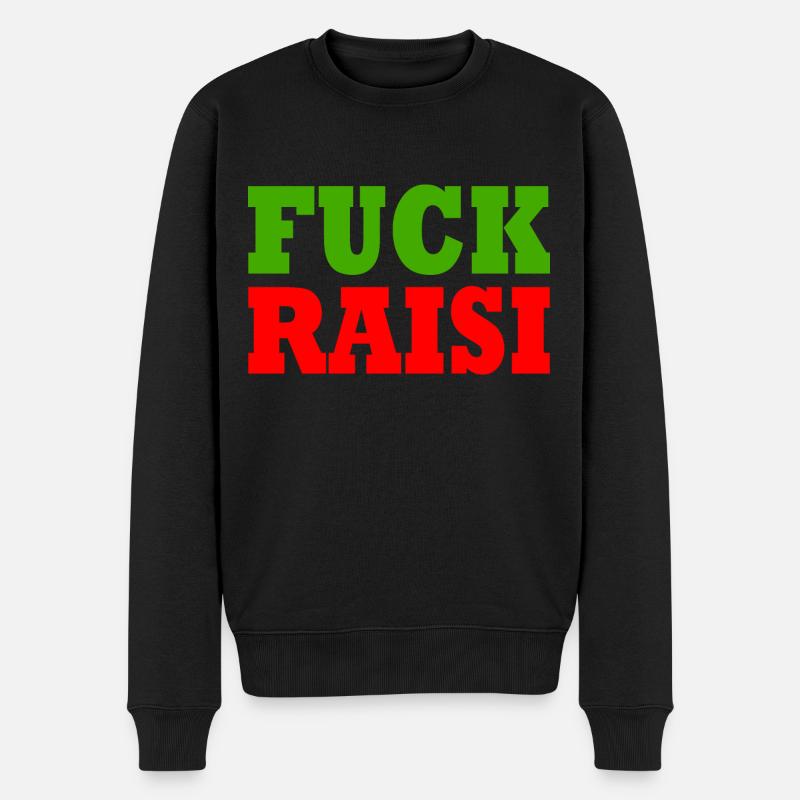 Fuck raisi - Männer Premium Bio Pullover - Schwarz